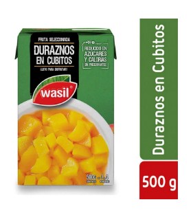 Duraznos en Cubitos Wasil 500g